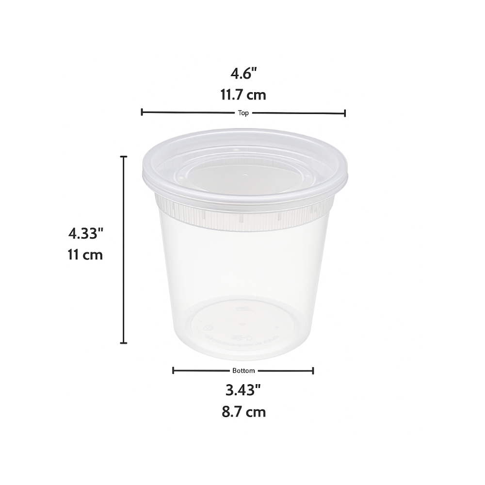 C-24 | TD 24oz Microwaveable PP Leak-resistant Translucent Deli Container W/ Lid - size
