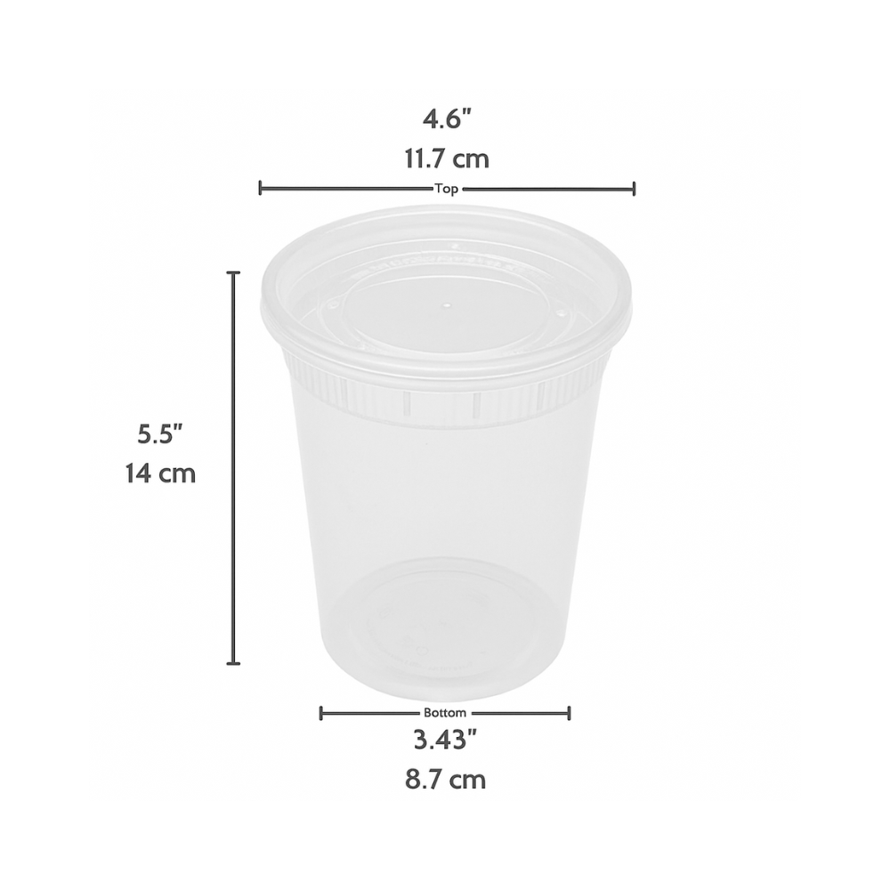 C-32 | TD 32oz Microwaveable PP Leak-resistant Translucent Deli Container W/ Lid - size