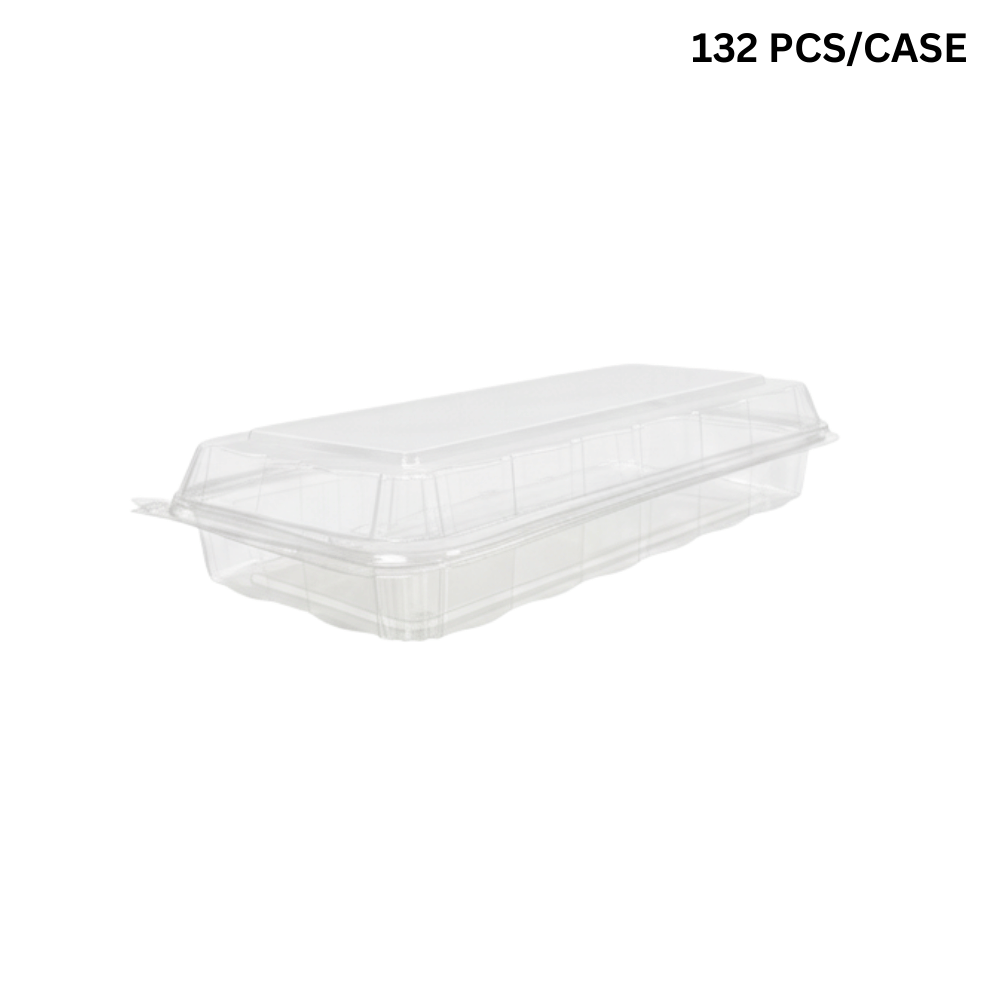 CF6090 | Clear Rectangular Hinged Bakery Container | 13.8x6.8x2.6" - 132 PCS