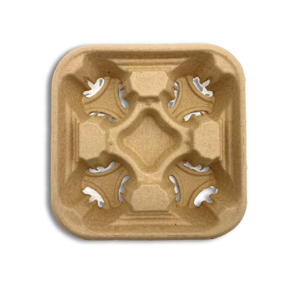 CH4IN1 | HD Sturdy Kraft Paper 4 Cup Tray Holder - top