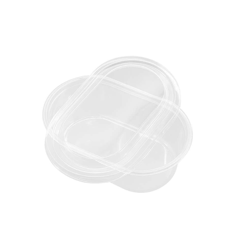 CL-150G | 14oz Oval Clear Plastic Mousse Container W/ Lid - open