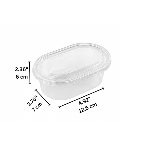 CL-150G | 14oz Oval Clear Plastic Mousse Container W/ Lid - size
