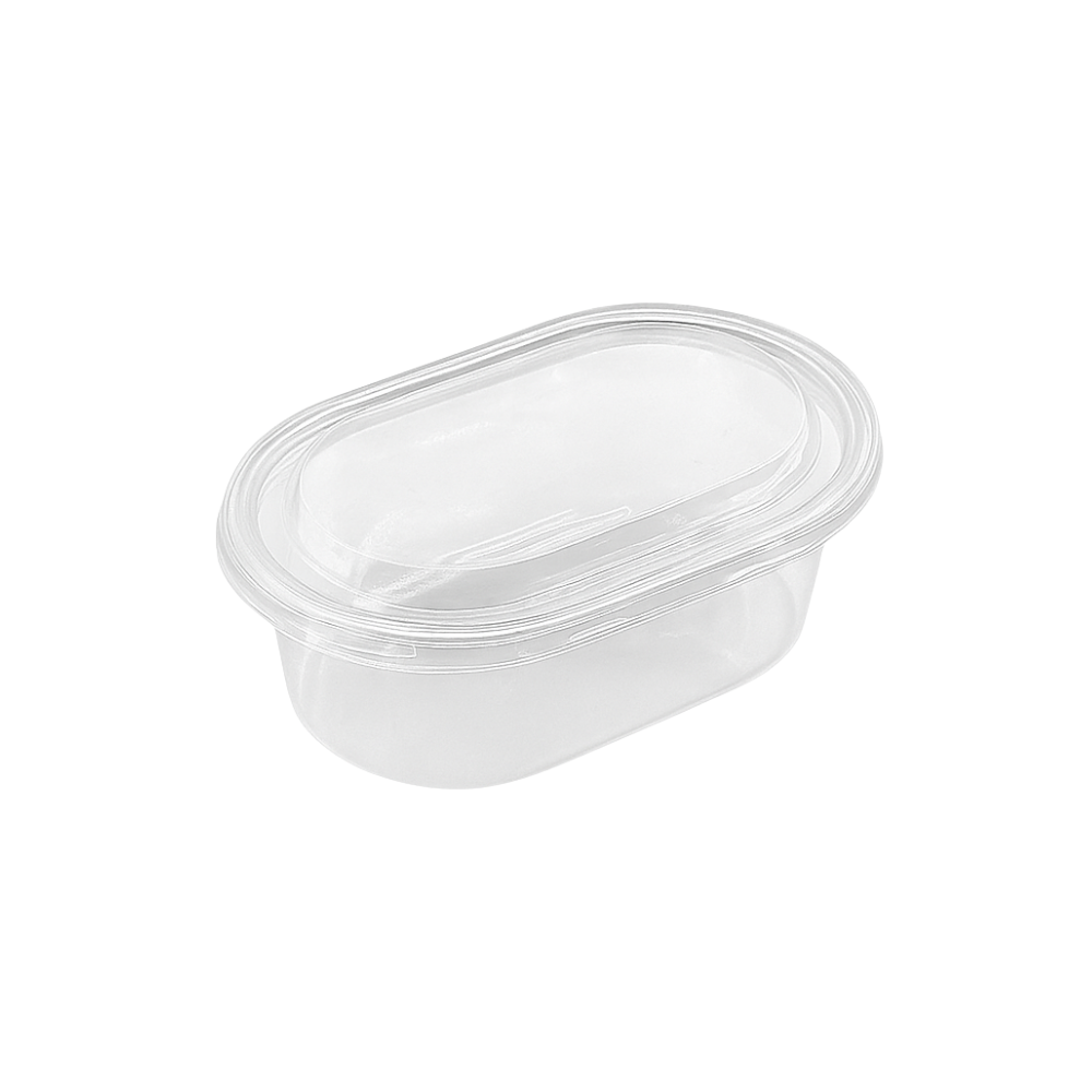 CL-150G | 14oz Oval Clear Plastic Mousse Container W/ Lid - 200 Sets