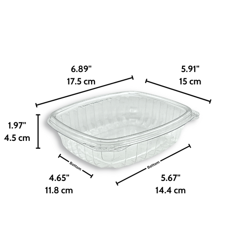 CS24 | 24oz PET Crystal Seal Hinged Salad Container | 6.89x5.91x1.97"- size
