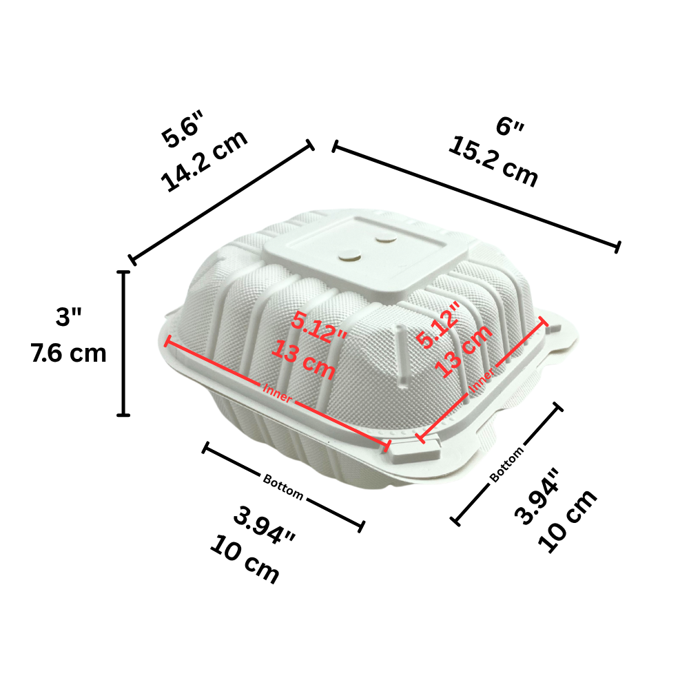 CY-61 | Microwavable PP Clamshell Container W/ Vent Hole | 5.6x6x3"-size