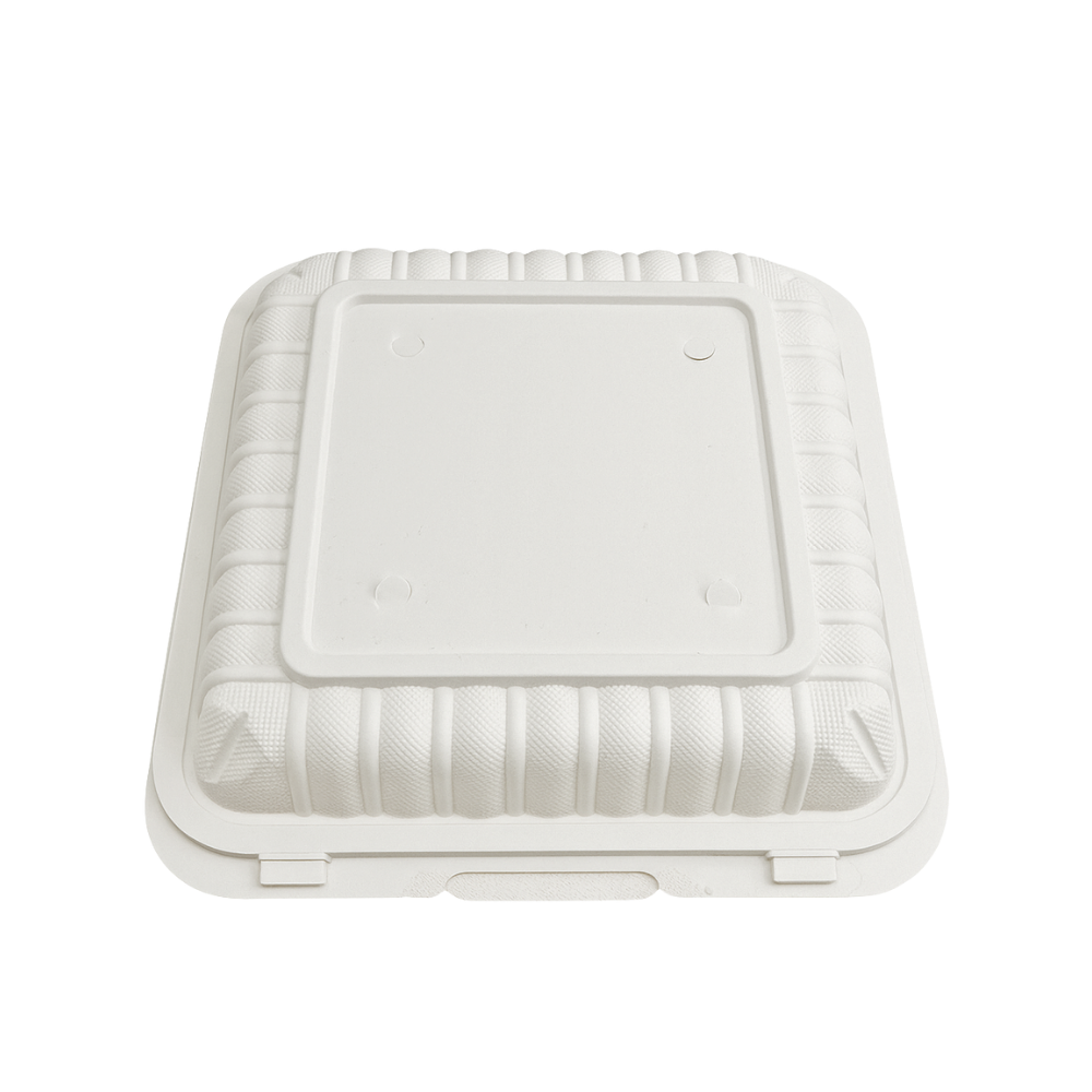 CY-91 | Microwavable PP Square Clamshell Container W/ Vent Hole | 9x9x3" - top