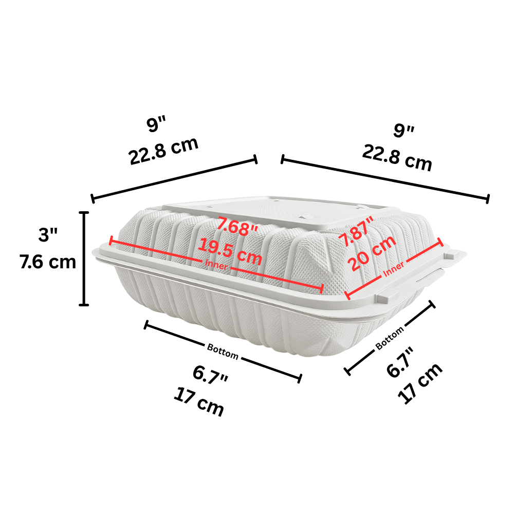 CY-91 | Microwavable PP Square Clamshell Container W/ Vent Hole | 9x9x3" - size