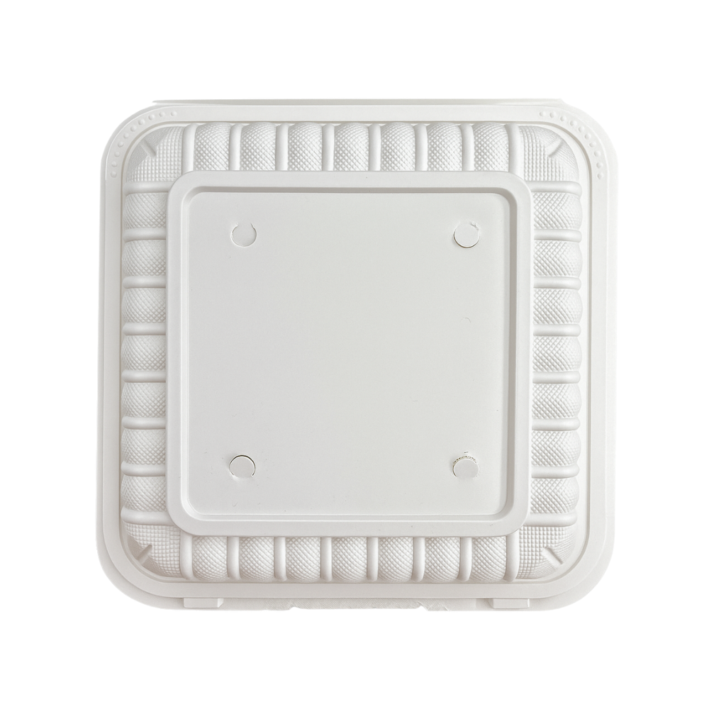 CY-91 | Microwavable PP Square Clamshell Container W/ Vent Hole | 9x9x3" - top