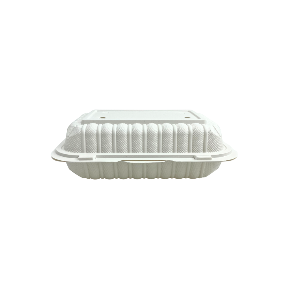 CY-96H | Microwavable PP Rectangular Clamshell Container W/ Vent Hole | 9x6x3" - side