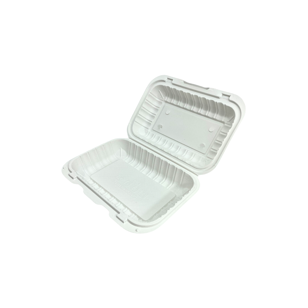 CY-96 | Microwavable PP Rectangular Clamshell Container W/ Vent Hole | 9x6x2.6"-open