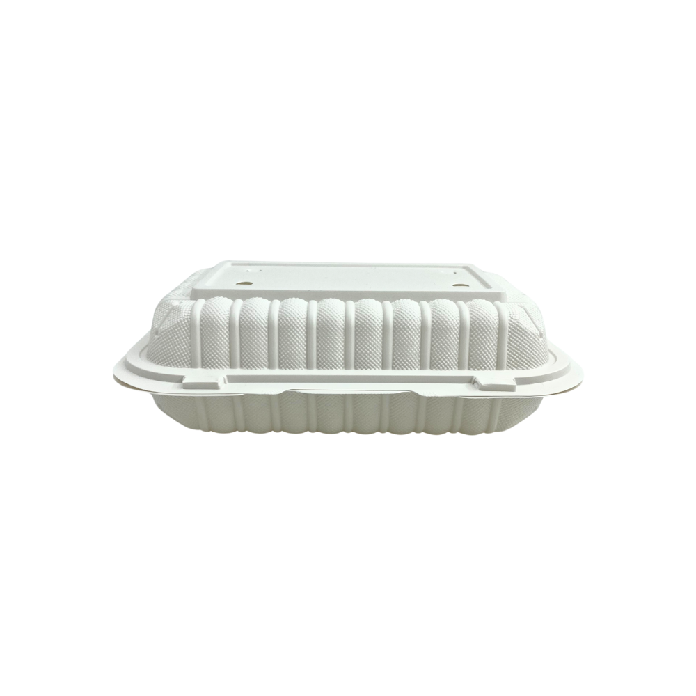 CY-96 | Microwavable PP Rectangular Clamshell Container W/ Vent Hole | 9x6x2.6"-side