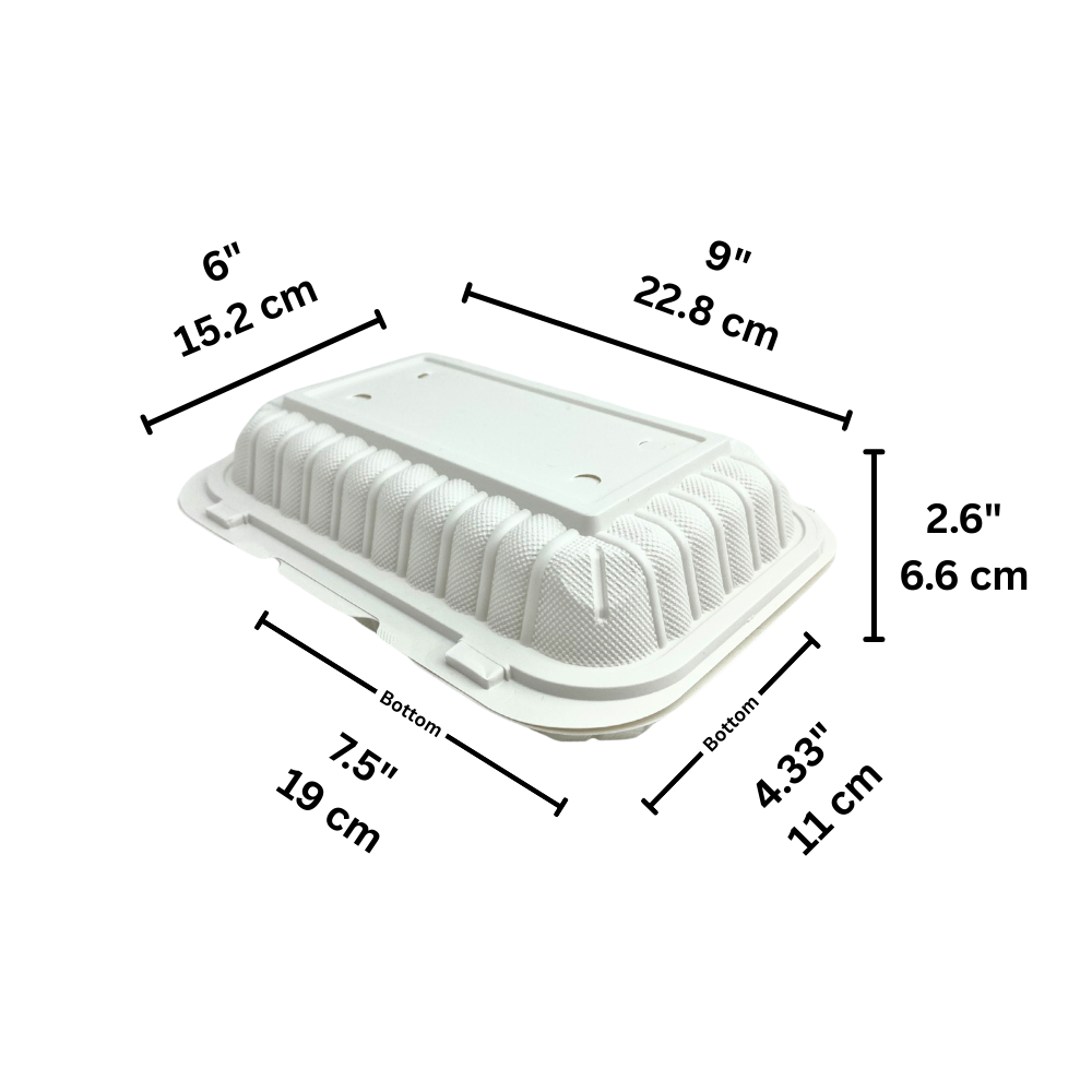 CY-96 | Microwavable PP Rectangular Clamshell Container W/ Vent Hole | 9x6x2.6"-size
