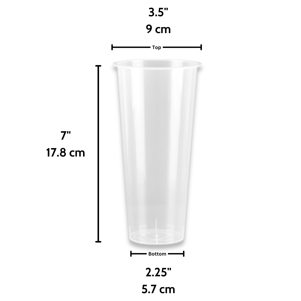CY-Z700 Clear | 24oz PP Clear Boba Tea Cup | 90mm Top- size