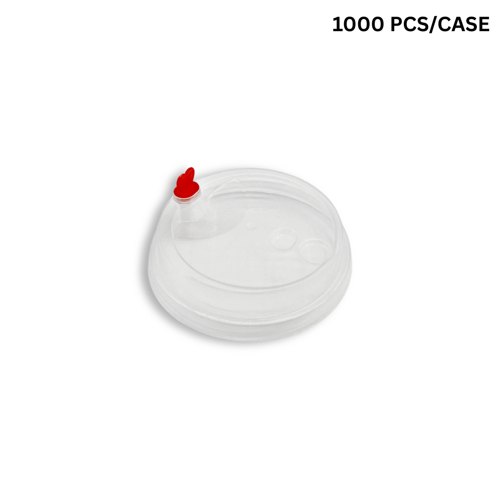 90mm PP clear round sip lid with red heart-shaped plug, BPA-free disposable lid for bubble tea cups - fits CY-Z500/700