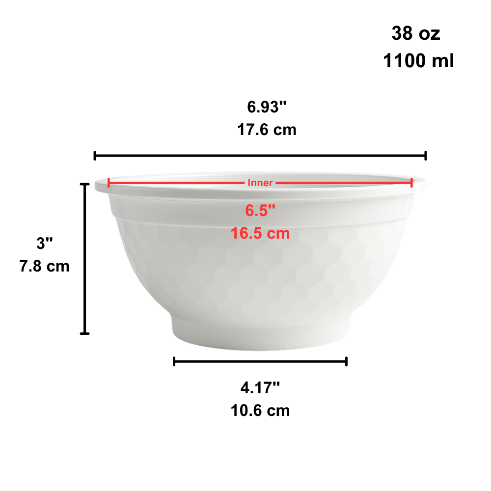 CY38 | 38oz Microwaveable PP White Diamond-Shaped Noodle Bowl (Base Only)