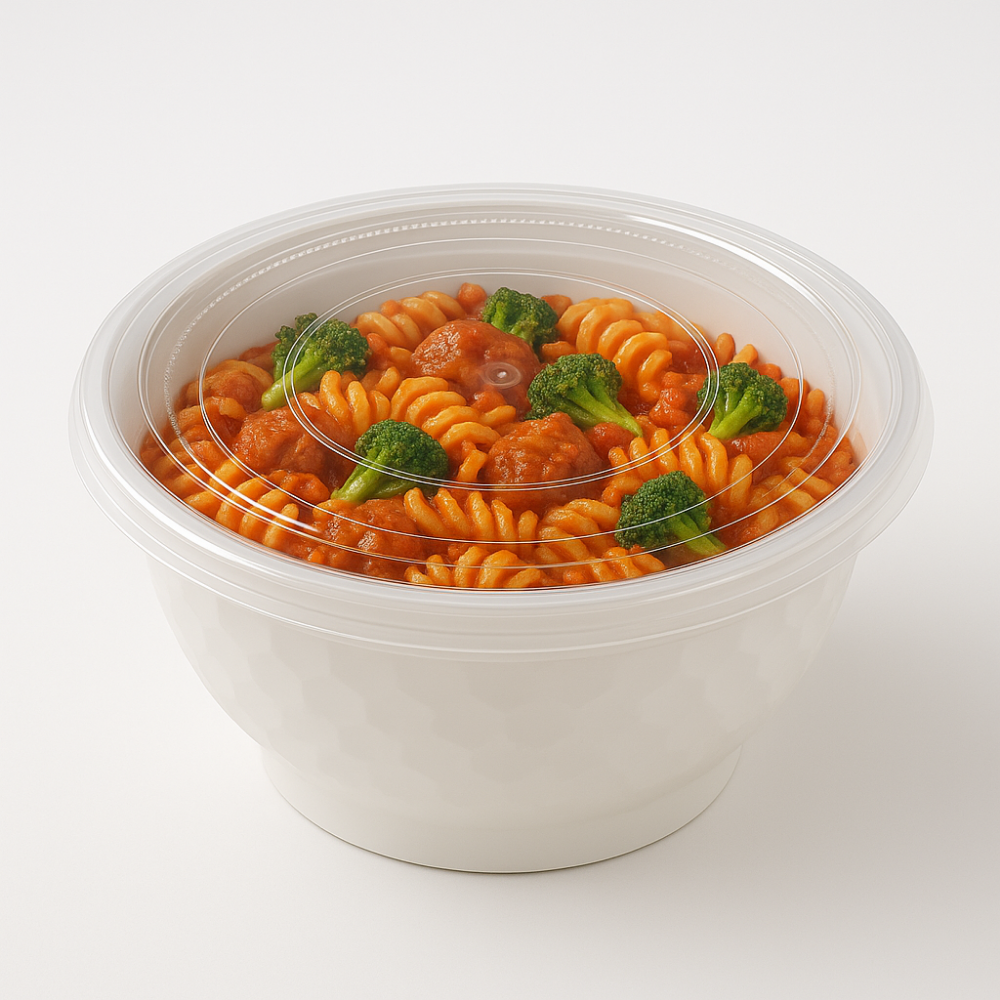 CY48 | 48oz Microwaveable PP White Diamond-Shaped Noodle Bowl (Base Only)