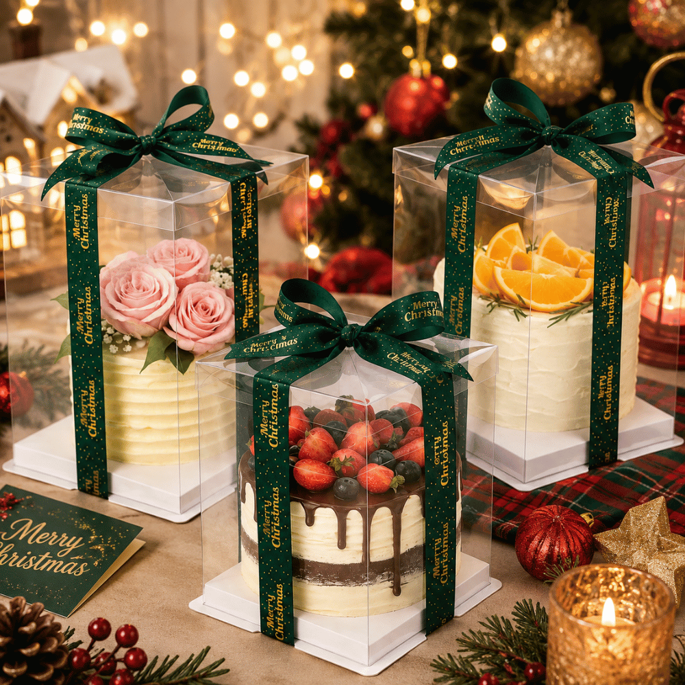 Ruban en tissu vert joyeux Noël 1" | 24 mètres - 1 rouleau