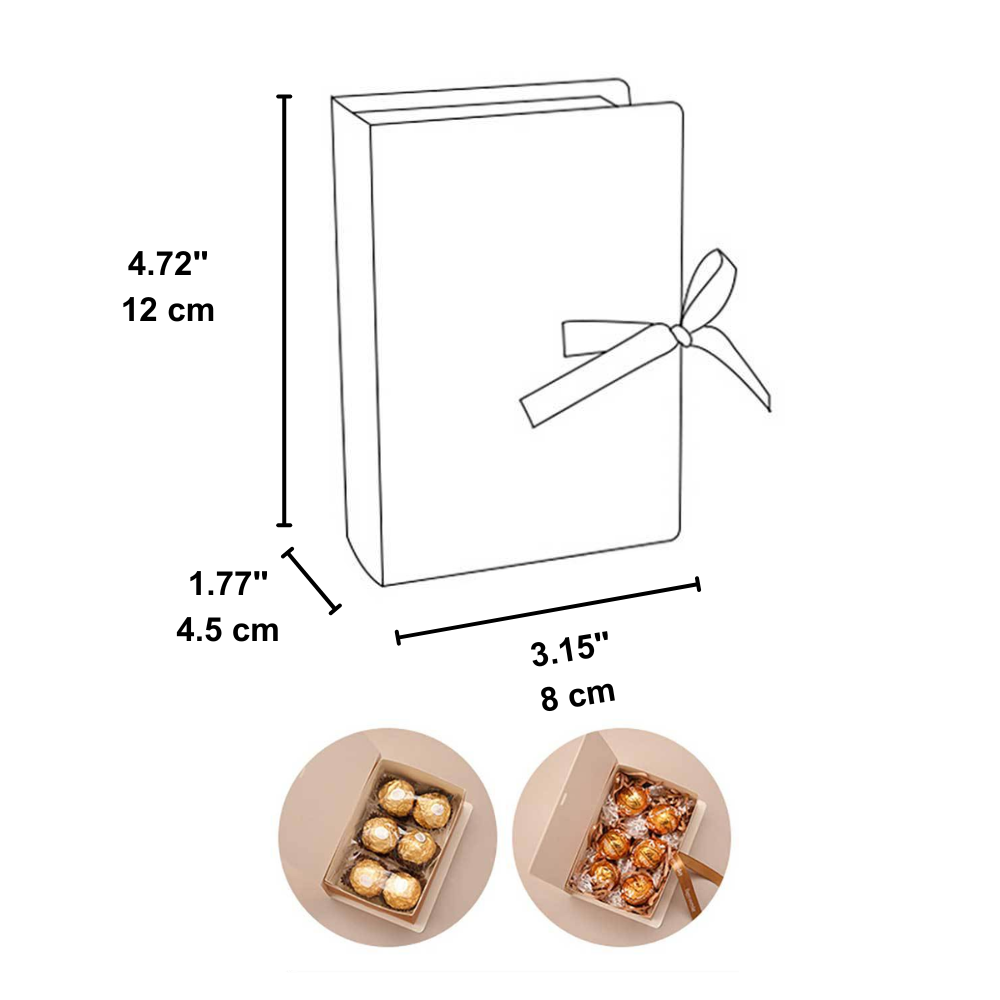 Christmas Magic Book Shaped Candy Gift Box | Red Santa or Green Leaf – size