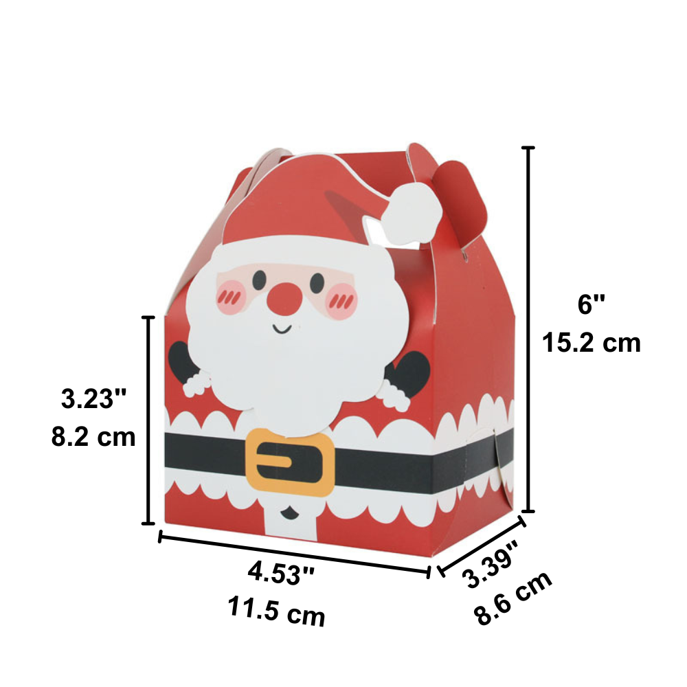 Christmas Pastry Box W Handle | 4 Patterns | 4.53x3.39x3.23" - 10 Sets