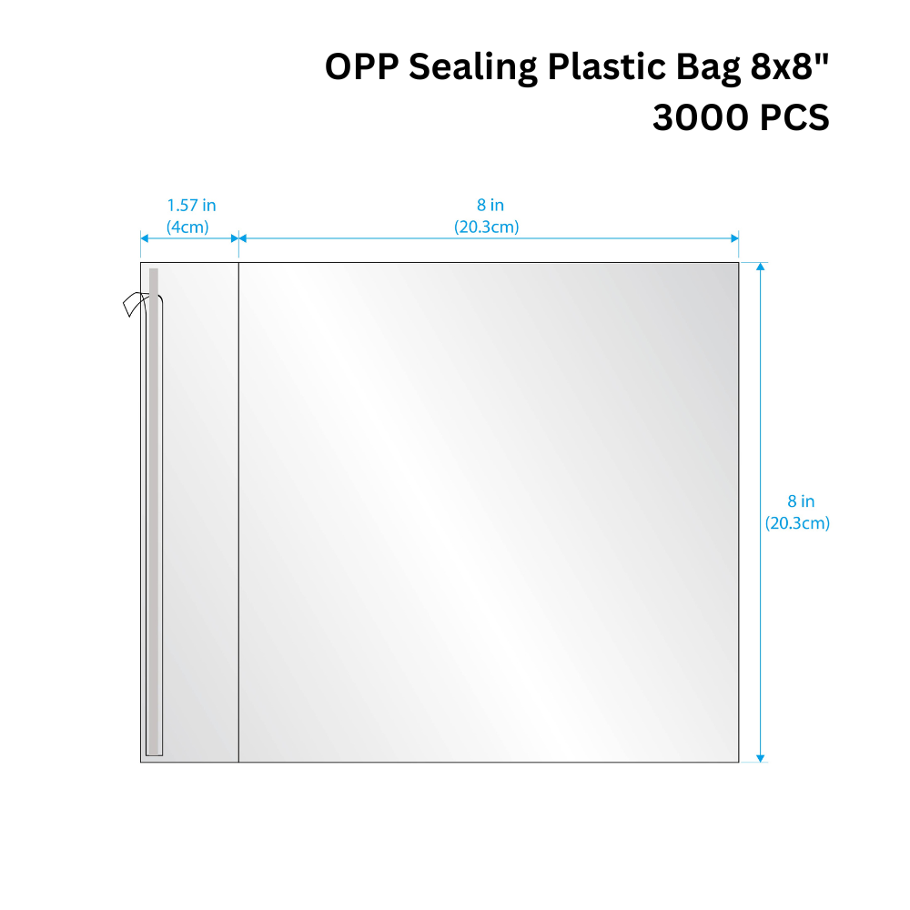 Sachet en cellophane auto-adhésif transparent en polypropylène | 8 x 10 po - 3 000 pièces