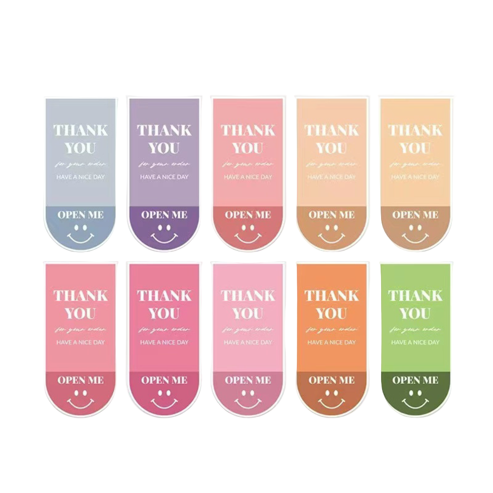 Colorful 'Thank You' Smiley Sticker | 2.63x1.26" - 10 Pcs (1 Sheet)