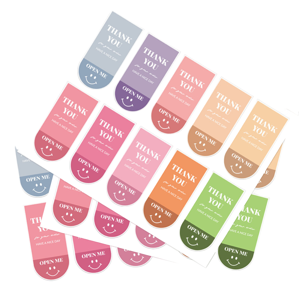 Colorful 'Thank You' Smiley Sticker | 2.63x1.26" - 3 sheets