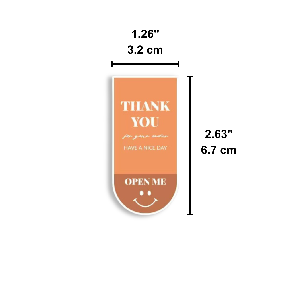 Colorful 'Thank You' Smiley Sticker | 2.63x1.26" - size