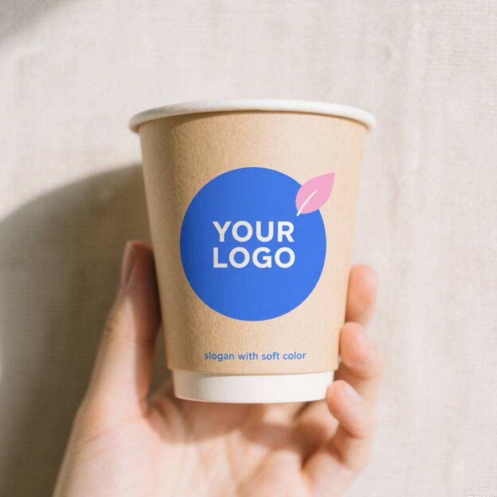 Custom Printed 90mm Double Wall Paper Hot Cup - 60cs Min