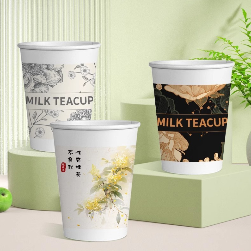Custom Printed 90mm White Single Wall Paper Hot Cup - 30cs Min