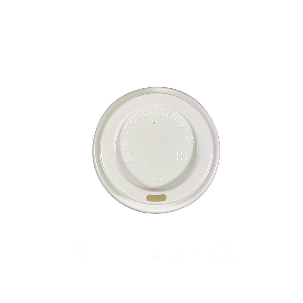 D90 PP | 90mm White Round Lid | Fit 90mm Top Paper Cup