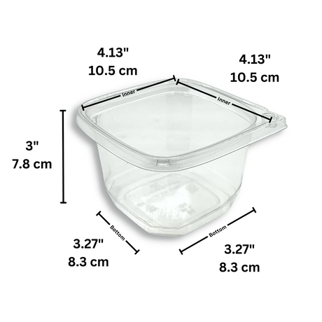 DC-16 | 16oz PET Clear Safety Lock Square Container (Base Only) - size