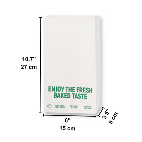 6lb White Paper Bakery Bag W/ Grease-Resistant Lining | 6x3.5x10.7" - size