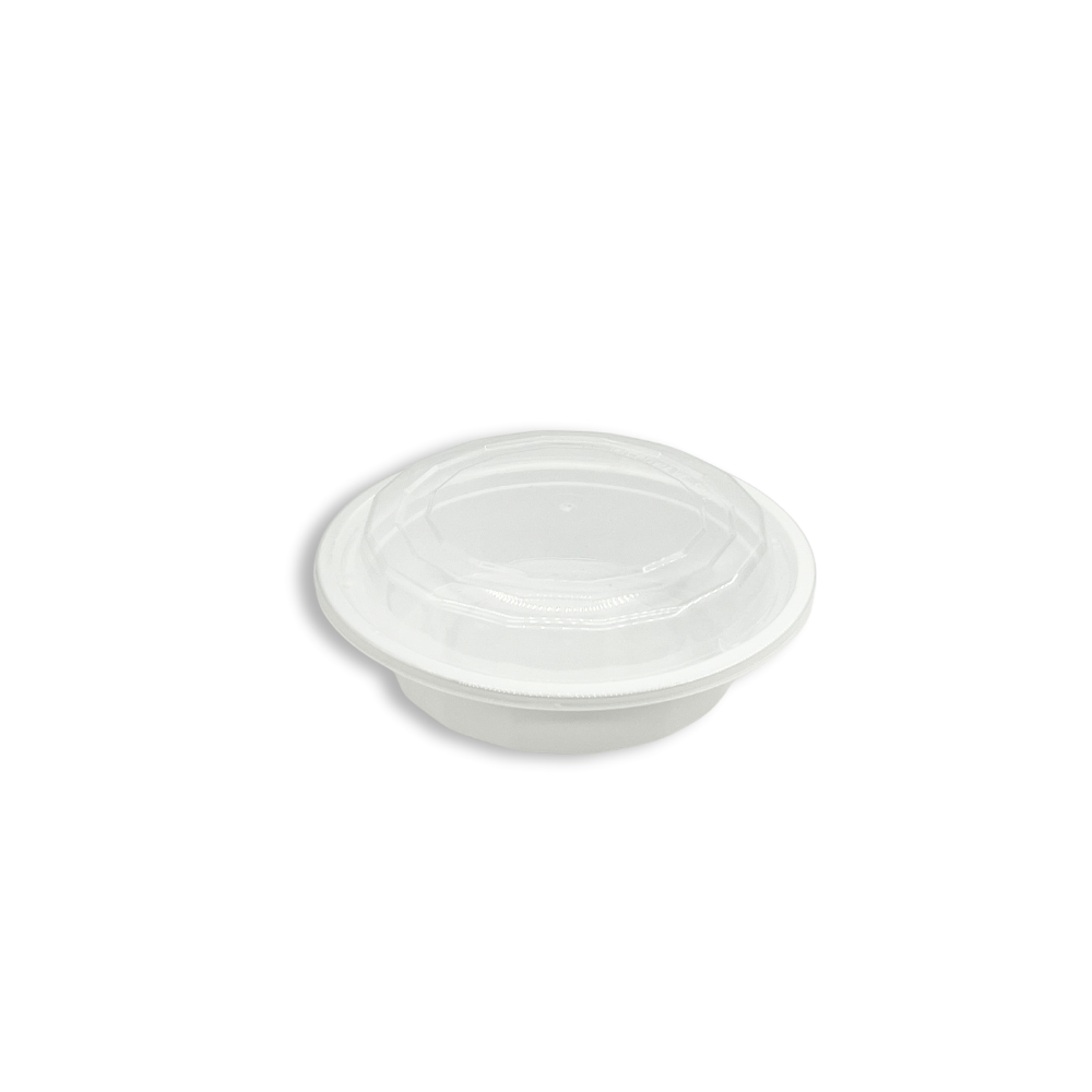 F-6016 | TD 16oz PP White Round Container W/ Lid (No hole)