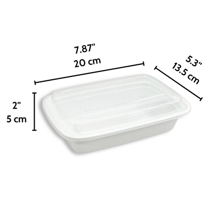 F-7524 | TD 24oz Microwaveable PP White Rectangular Container W/ Lid