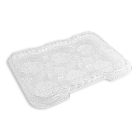 F1109 PET | 6 Egg Tart Clear Rectangular Hinged Container - 200 Pcs