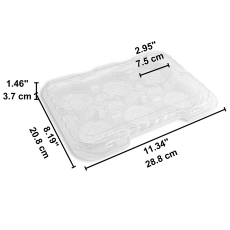 F1109 PET | 6 Egg Tart Clear Rectangular Hinged Container - size