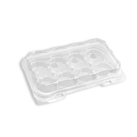 F1380 PET  8 Egg Tart Clear Rectangular Hinged Container - 200 Pcs