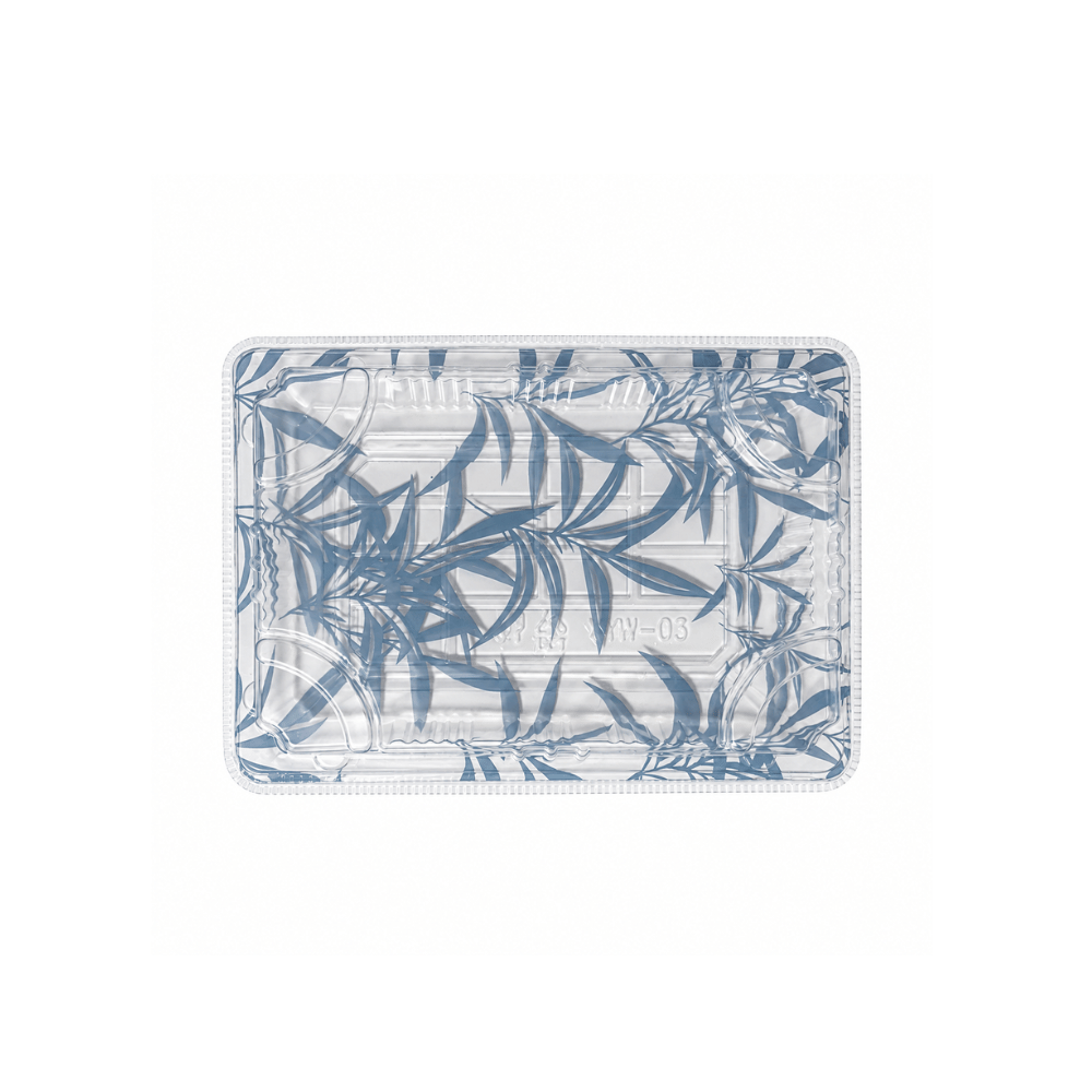 FS-1103 Blue Maple PET Sushi Tray W/ Clear Lid | 6.5x4.53x1.89" - top