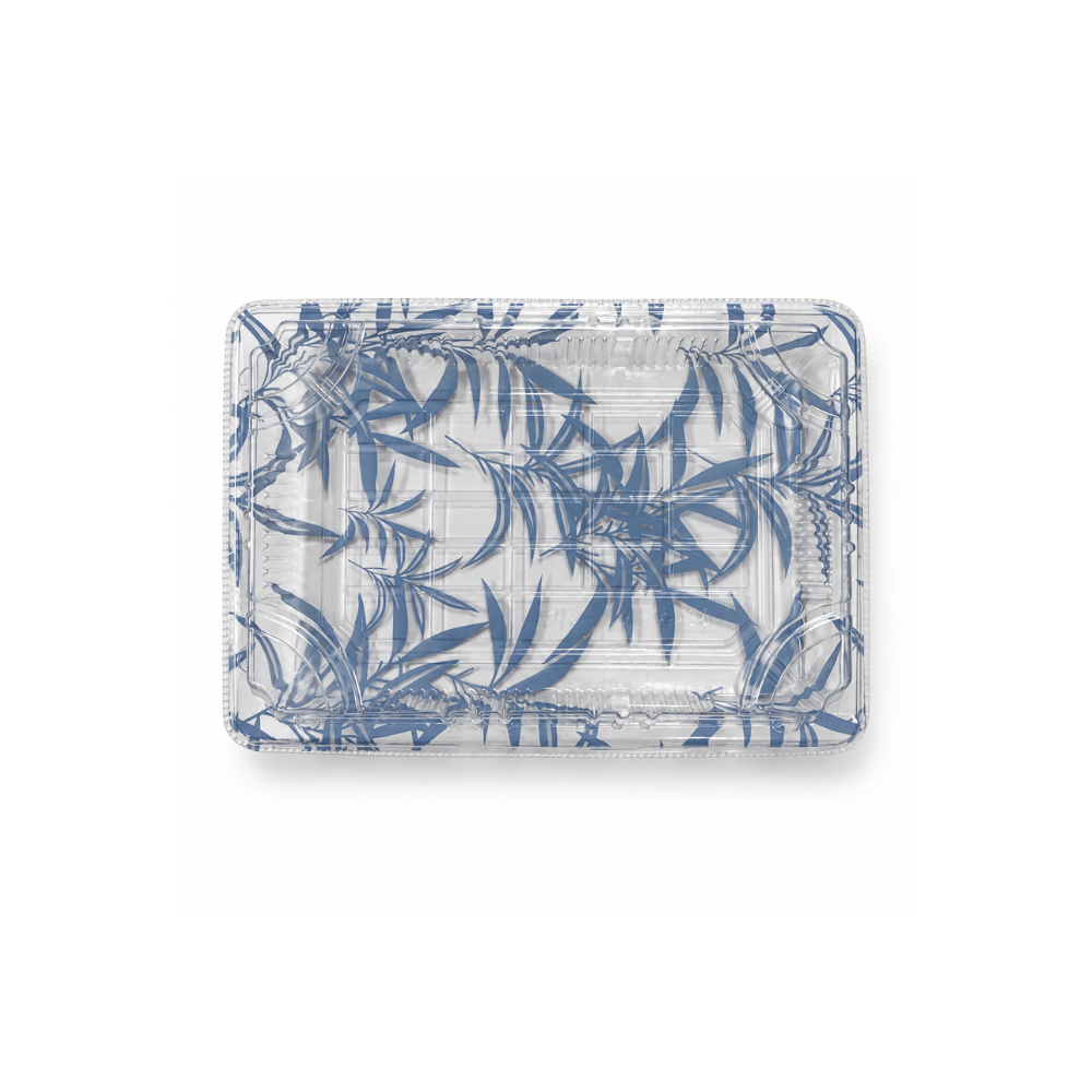 FS-1105 Blue Maple PET Sushi Tray W/ Clear Lid | 7.28x5.12x1.77" - top