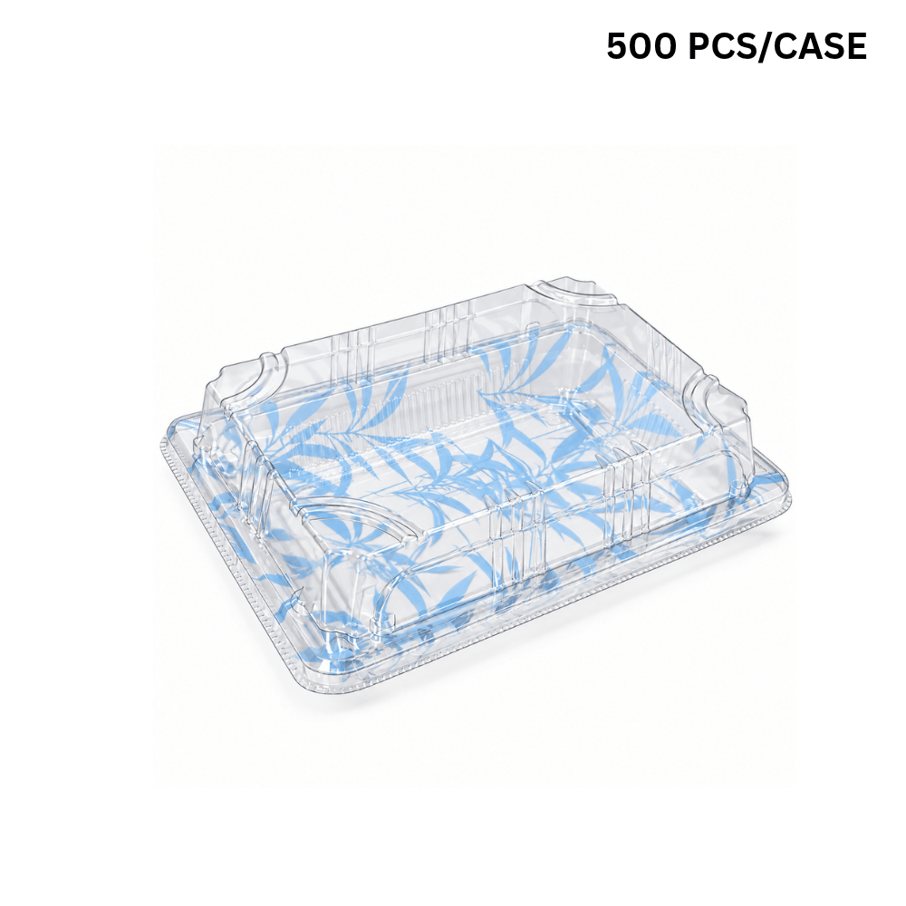 FS-1105 Blue Maple PET Sushi Tray W/ Clear Lid | 7.28x5.12x1.77" (500 Pcs/Case)