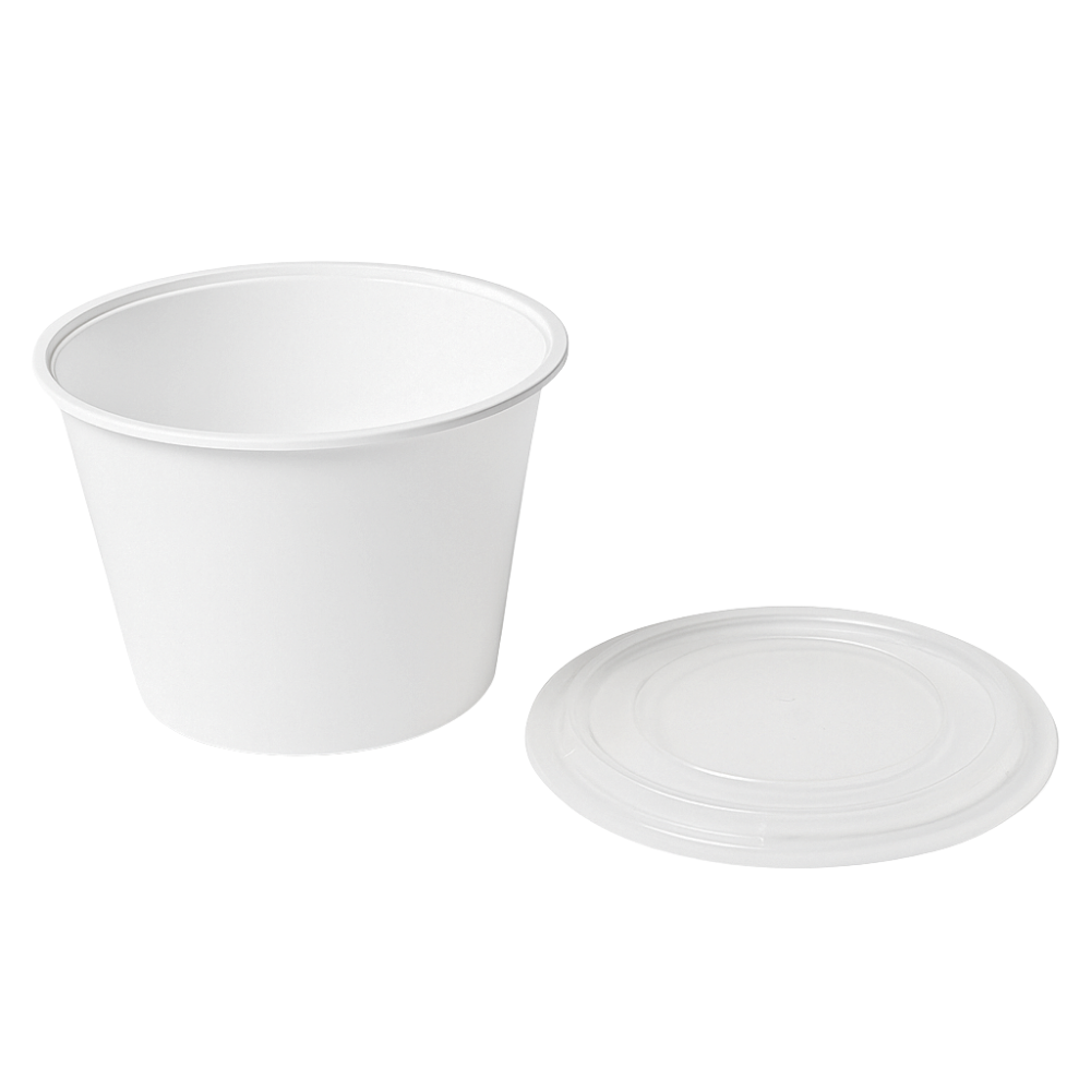 FS-459 | 66oz PP White Round Soup Container W/ Lid - open