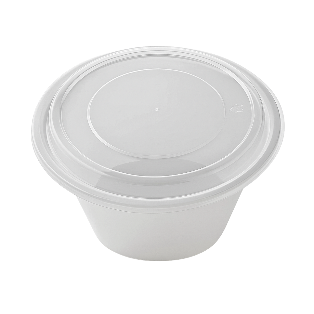 FS-459 | 66oz PP White Round Soup Container W/ Lid - top