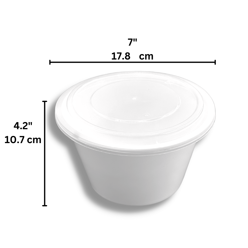 FS-462 | 50oz Microwaveable PP Leak-resistant Clear Round Deli Container W/ Lid - 180 Sets-size