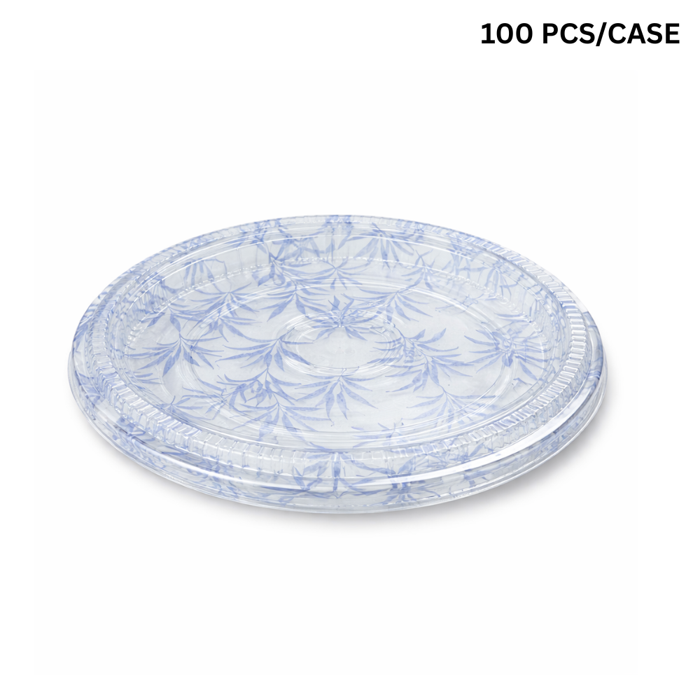 FS-65 PET | 15" Blue Maple Pattern Sushi Party Tray W/ Lid