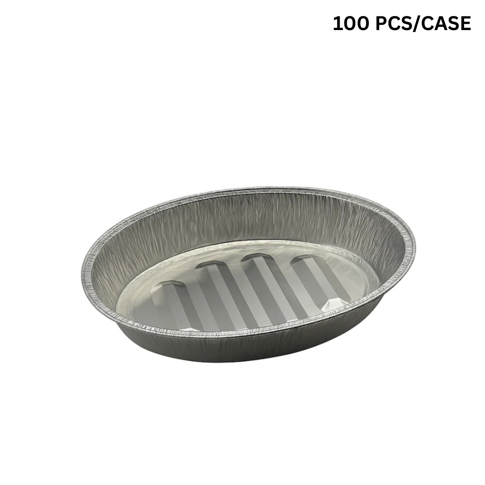 18" Silver Oval Aluminum Foil Container (Base Only)