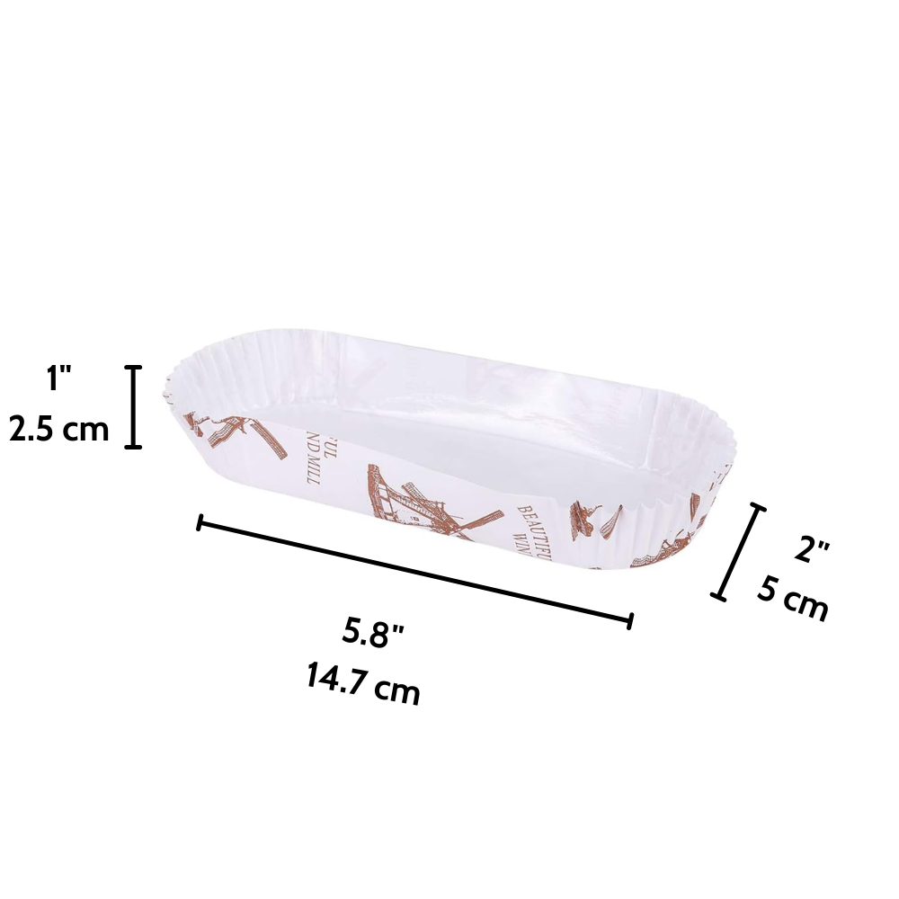 Greaseproof Windmill Oval Baking Paper Cup | 5.8x2x1" - size