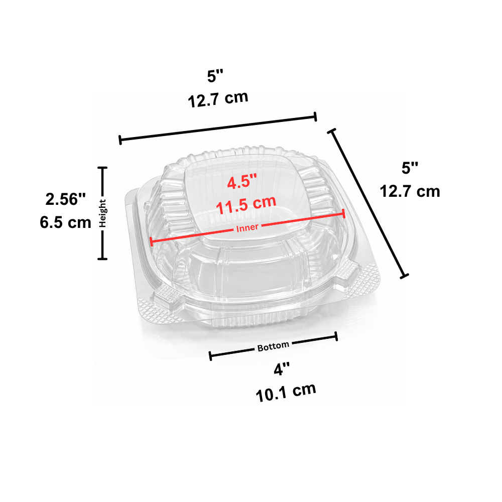 HC5527-WX | Clear Hinged PET Container | 5x5x2.56" - size