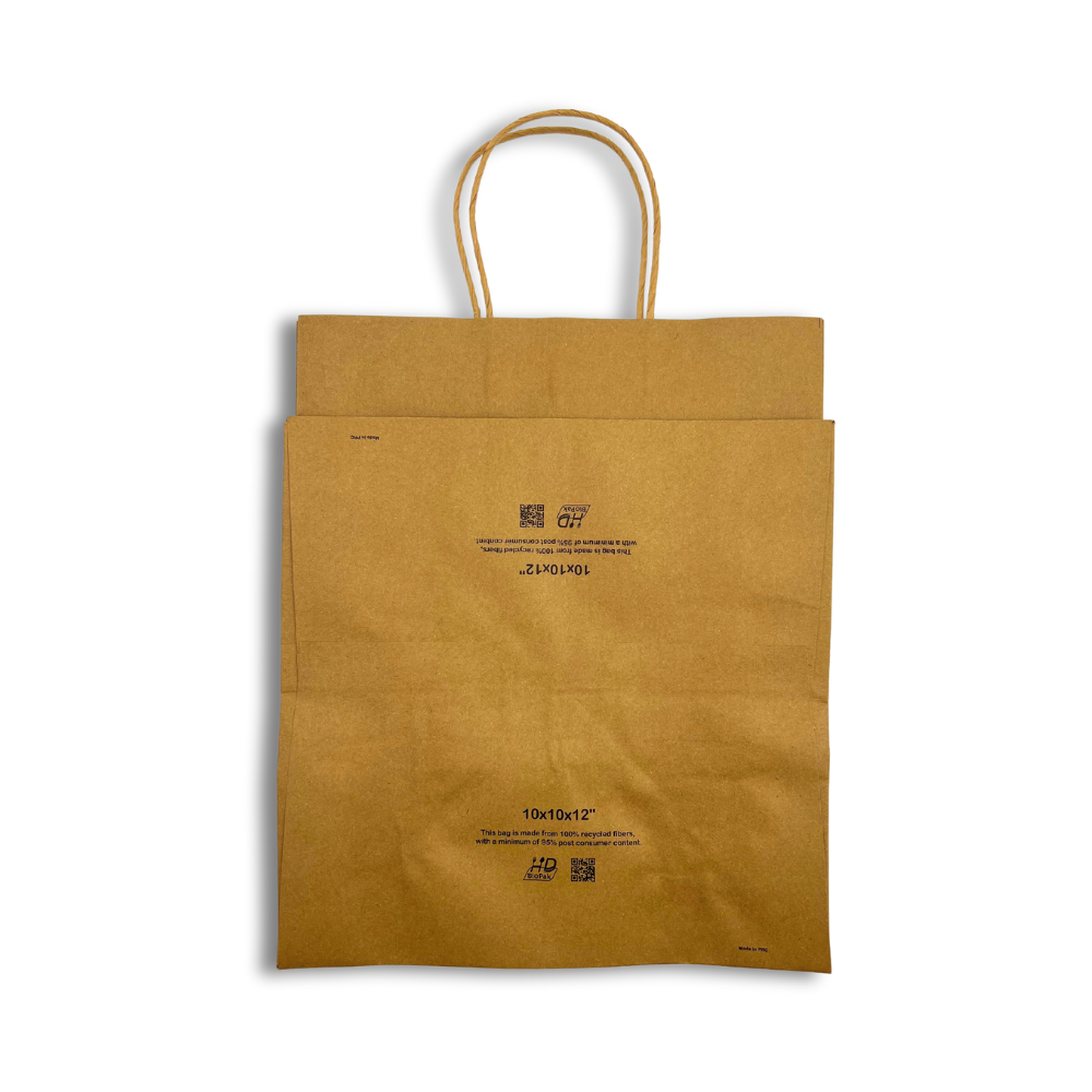 HD-101012 | 100% Recycled Paper Kraft Bag W/ Twisted Handle | 10x10x12" - bottom