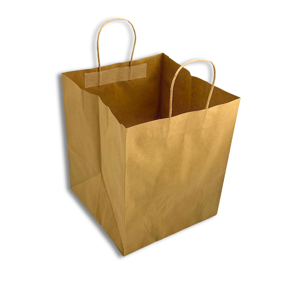 HD-101012 | 100% Recycled Paper Kraft Bag W/ Twisted Handle | 10x10x12" - open