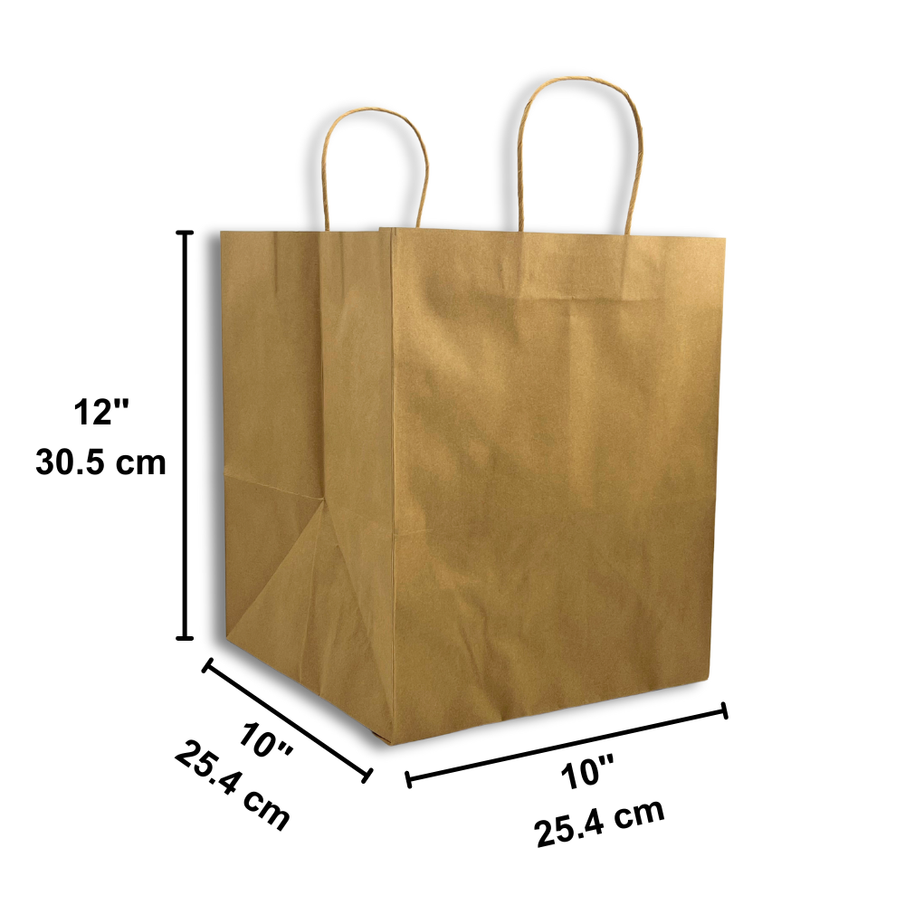 HD-101012 | 100% Recycled Paper Kraft Bag W/ Twisted Handle | 10x10x12" - size